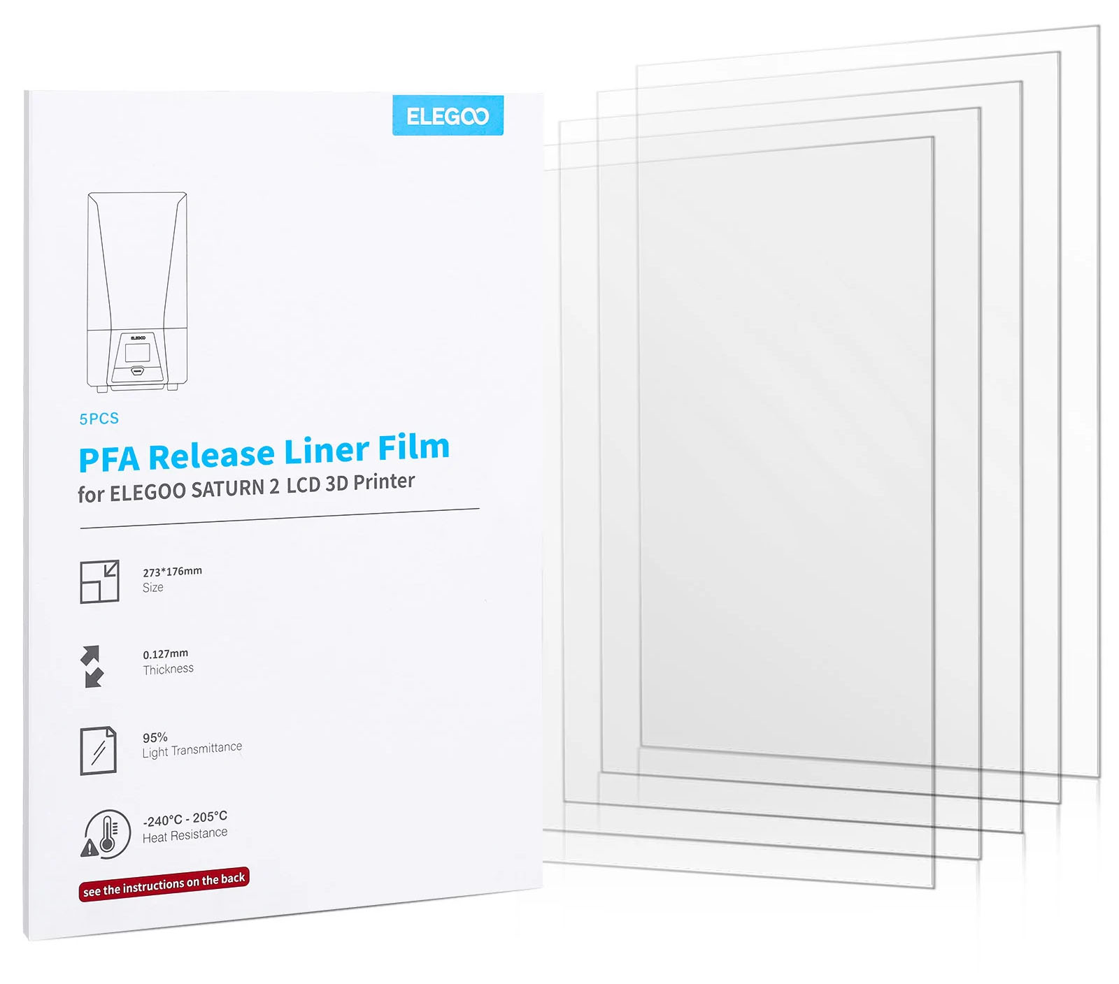 PFA (FEP 2.0) плёнка для 3D принтеров Elegoo Saturn 2 (5 шт.)