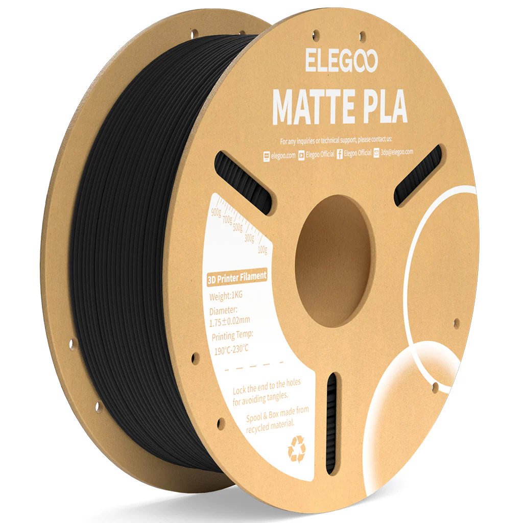 PLA Matte пластик Elegoo Black Черный 1,75 мм (1кг)