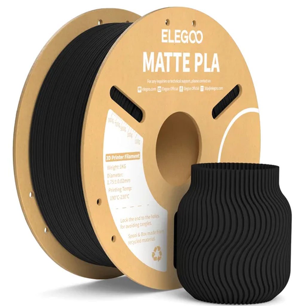 PLA Matte пластик Elegoo Black Черный 1,75 мм (1кг)