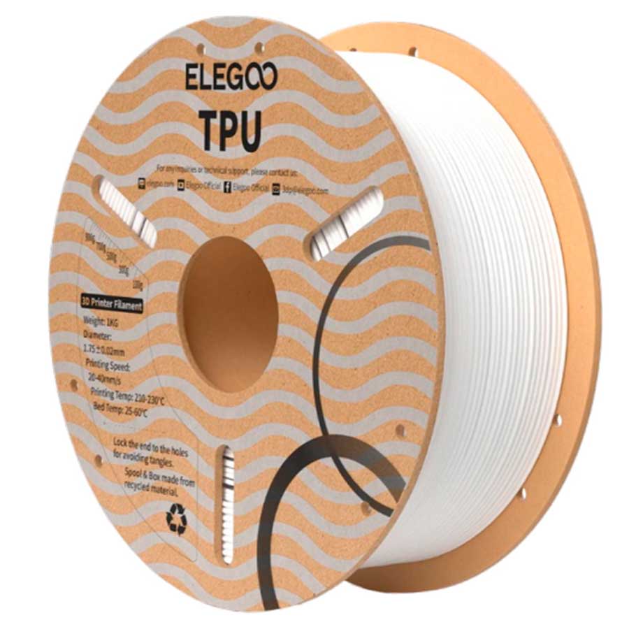 TPU 95A пластик Elegoo White Белый 1,75 мм (1кг)