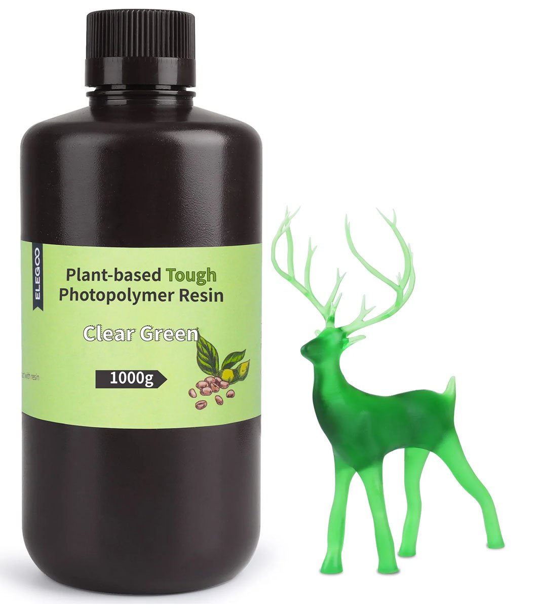 Фотополимер Elegoo Plant-Based Resin Clear Green Зеленый прозрачный (1кг)