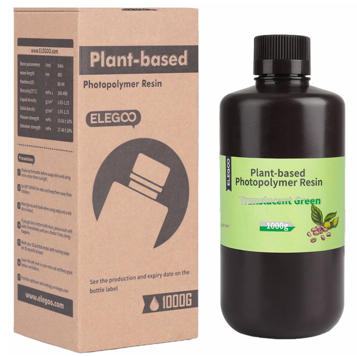 Фотополимер Elegoo Plant-Based Resin Clear Green Зеленый прозрачный (1кг)