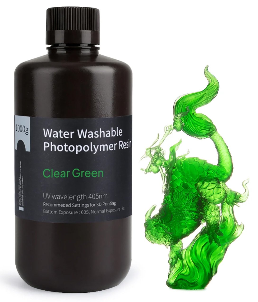Фотополимер Elegoo Water Washable Resin Clear Green Зеленый (1кг)