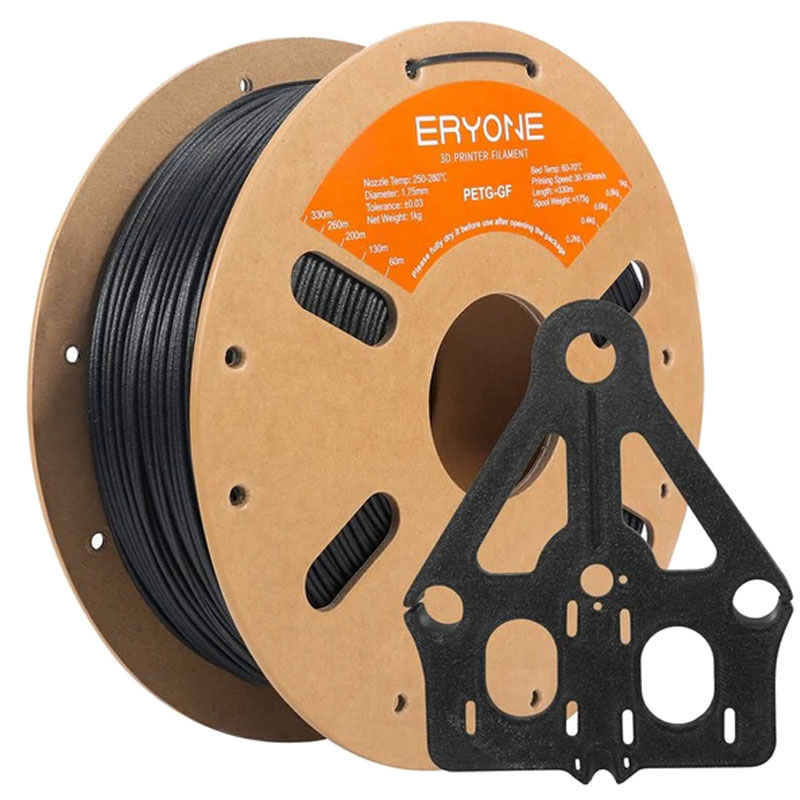 PETG Fiberglass  пластик ERYONE Black Черный 1,75 мм (1кг)