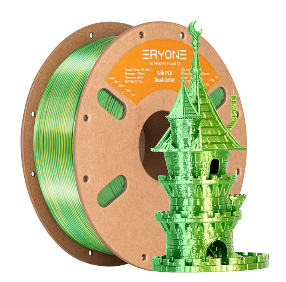 PLA Silk Dual пластик ERYONE Yellow&Green (Желто-зеленый) 1,75 мм (1кг)
