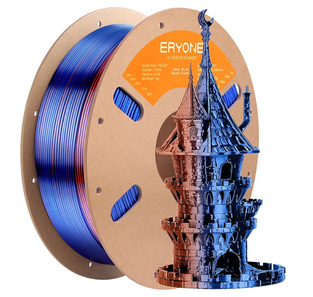 PLA Silk Dual пластик ERYONE Orange & Blue (Оранжево-синий) 1,75 мм (1кг)