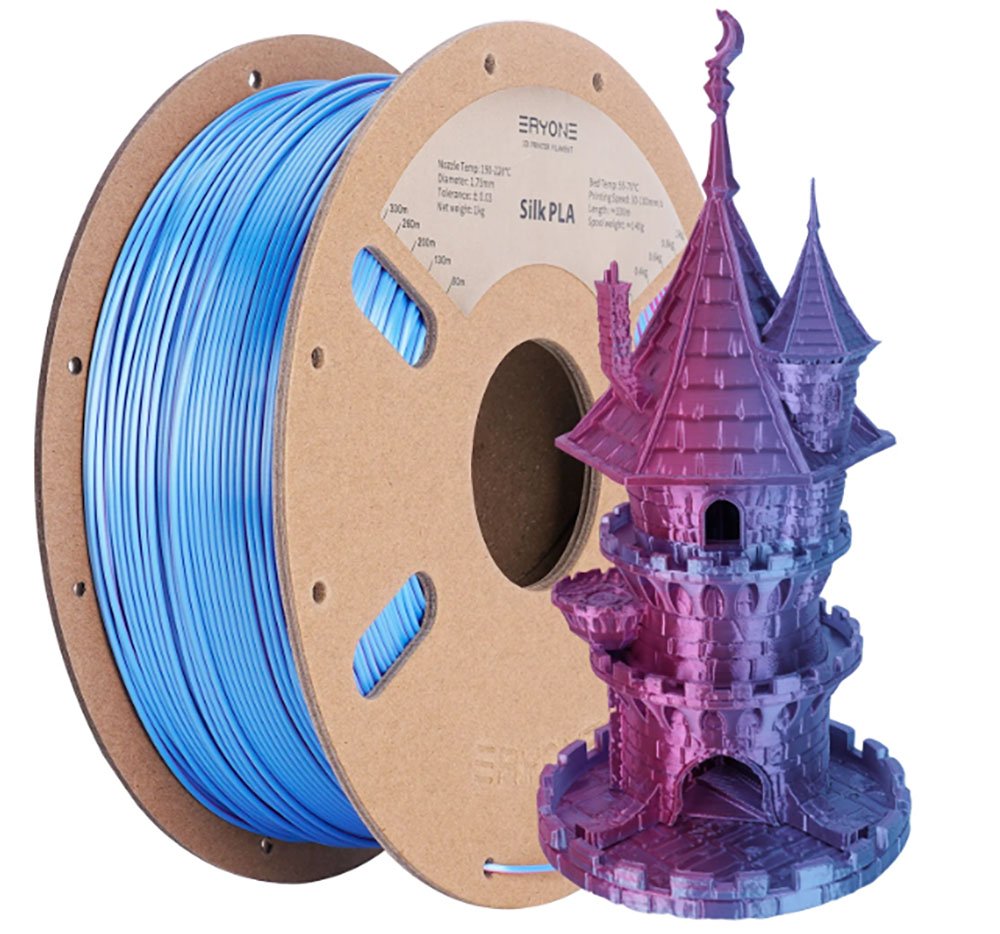 PLA Silk Dual пластик ERYONE Rose Red & Light Blue (Розово-красный и Светло-голубой) 1,75 мм (1кг)