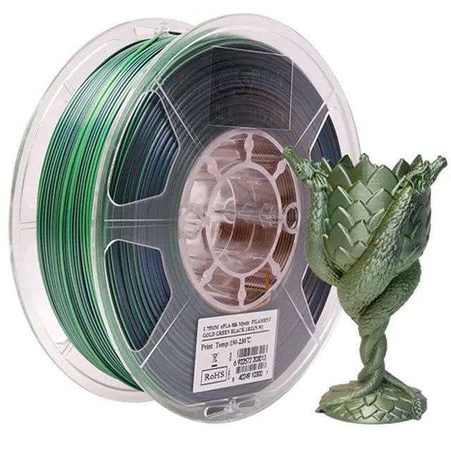 PLA eSilk Magic пластик ESUN Gold Green Black (1кг)