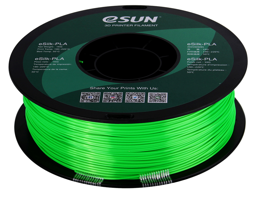 Зеленый шелковый PLA пластик ESUN eSilc