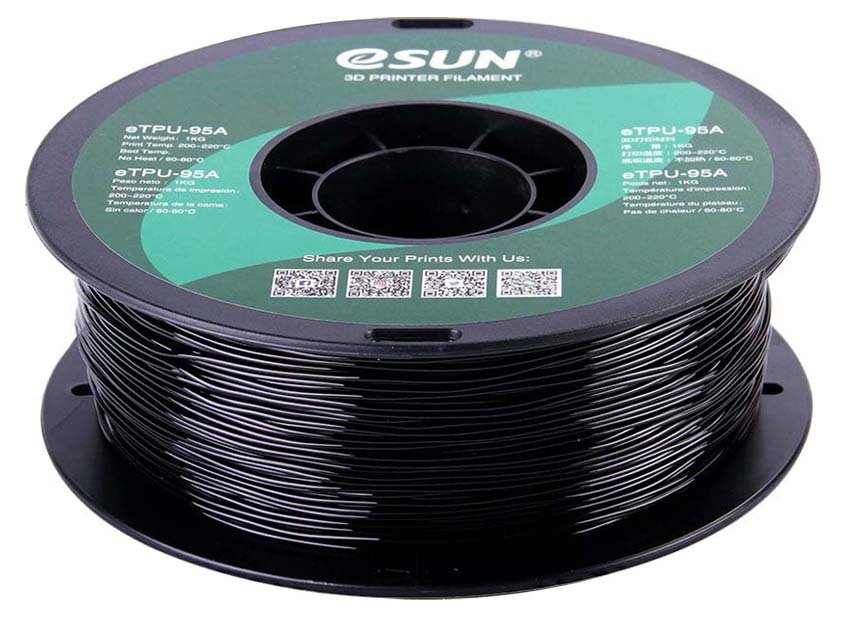 eTPU-95A пластик ESUN Black Черный 1,75 мм (1кг)
