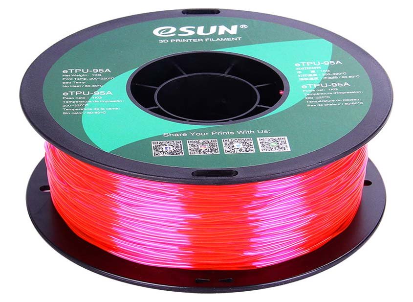 Пластик ESUN eTPU-95A Translucent Pink (Прозрачный розовый) 1,75 мм (1 кг)