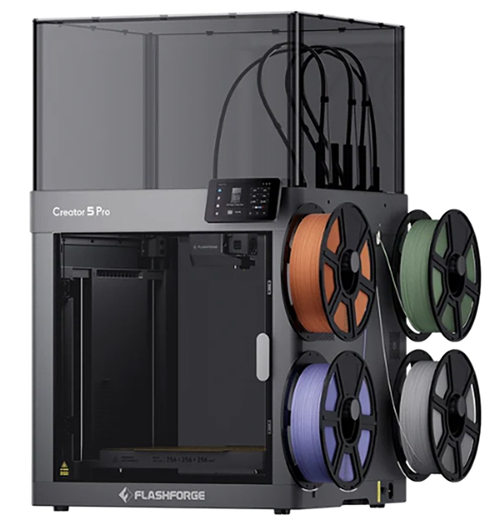 3D принтер FlashForge Creator 5 Proр с четырьмя независимыми печатающими головками, закрытой камерой и активным нагревом до 65 °C