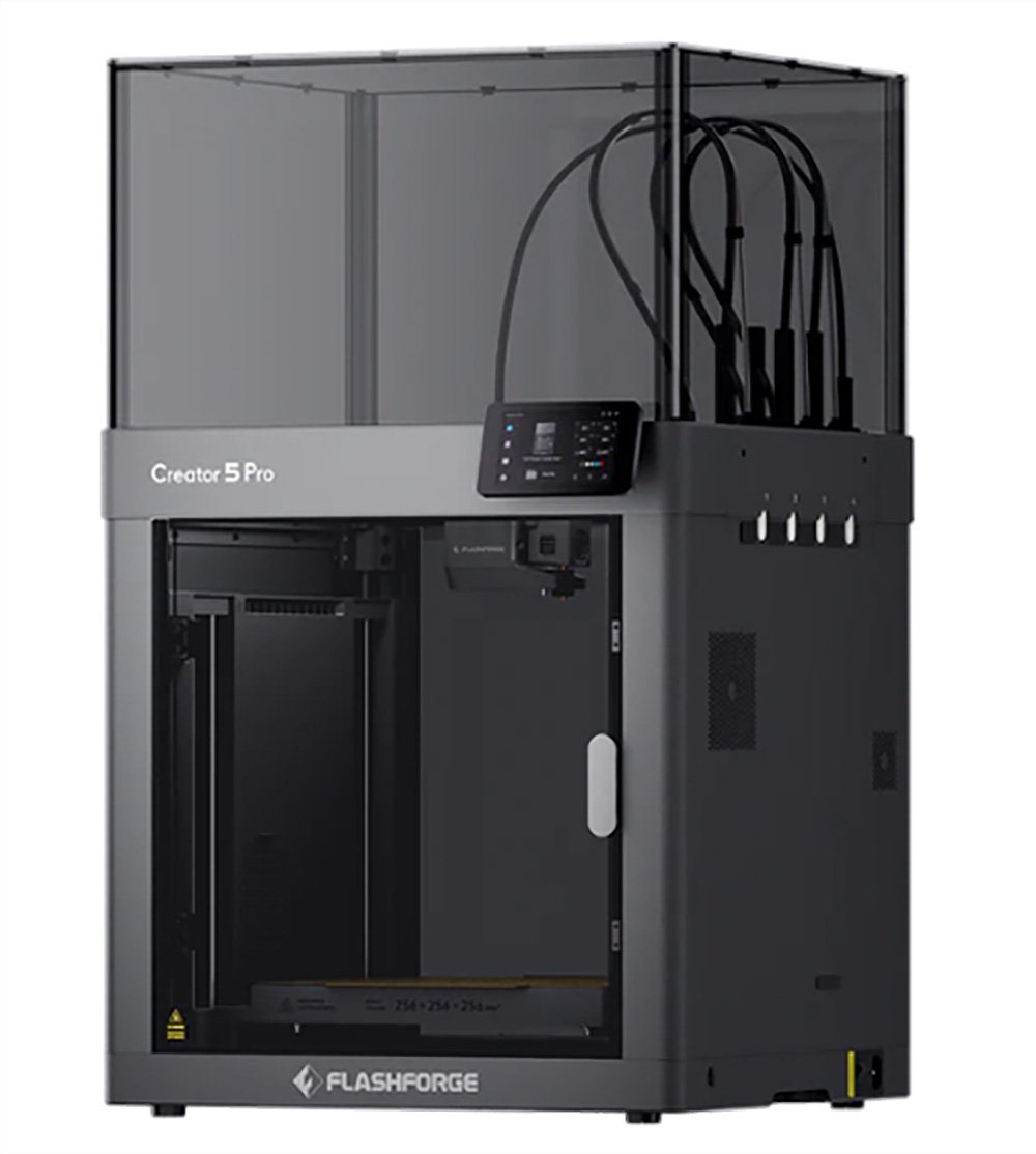 3D принтер FlashForge Creator 5 Proр с четырьмя независимыми печатающими головками, закрытой камерой и активным нагревом до 65 °C