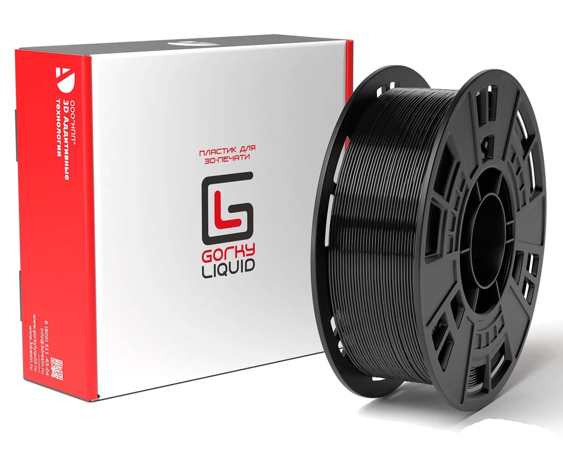 PETG пластик Gorky Liquid Black Черный 1,75 мм  (1кг)