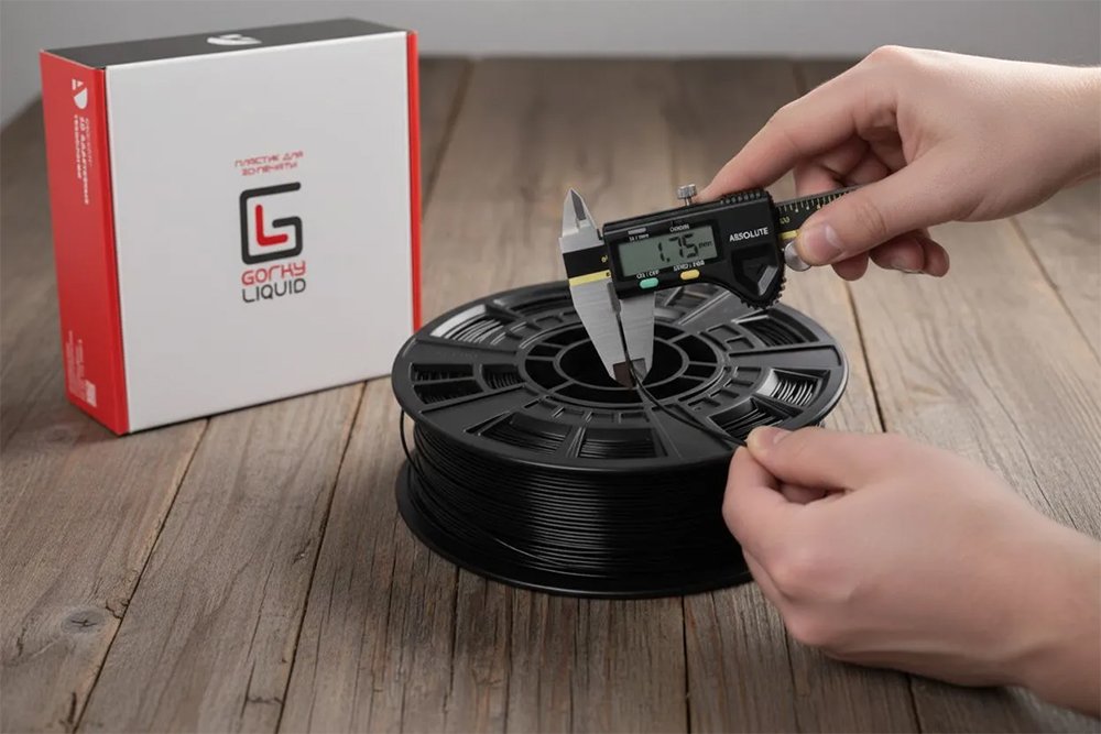 PETG пластик Gorky Liquid Black Черный 1,75 мм  (1кг)