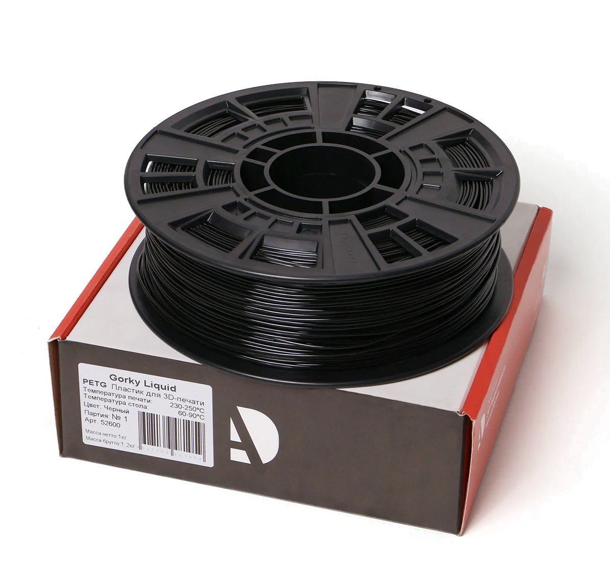 PETG пластик Gorky Liquid Black Черный 1,75 мм  (1кг)
