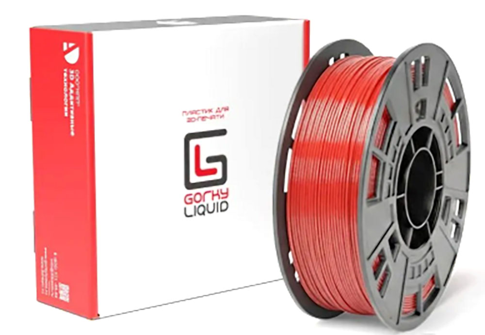 PETG пластик Gorky Liquid Red Красный 1,75 мм  (1кг)
