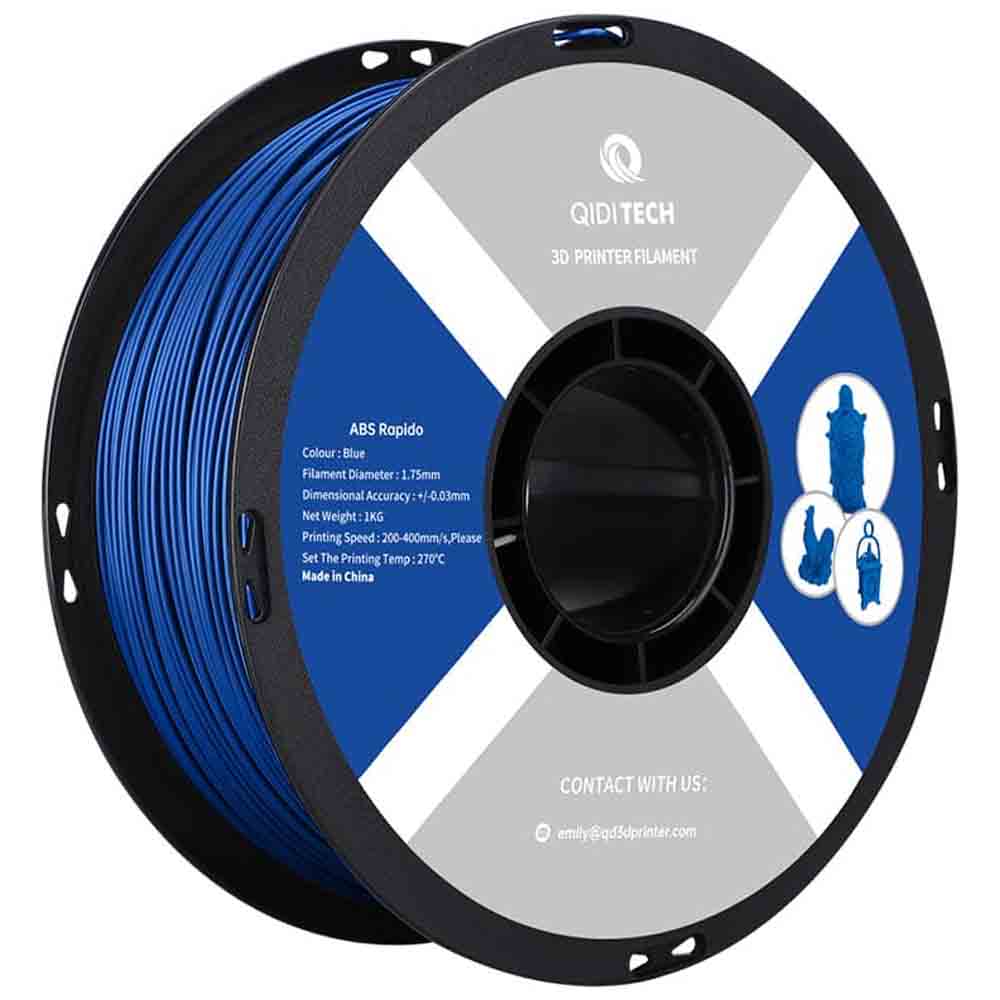 ABS Rapido пластик Qidi Tech Blue Синий 1,75 мм (1 кг)