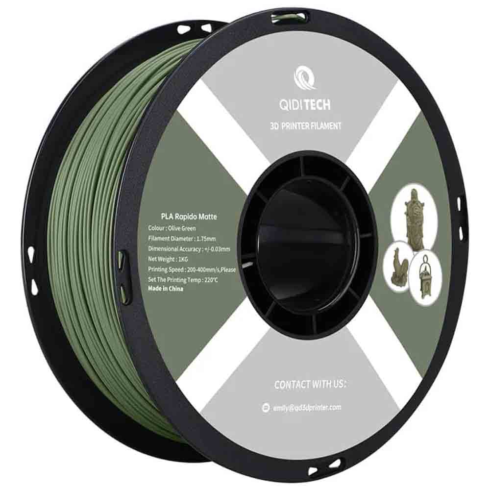 PLA Matte Rapido пластик Qidi Tech Olive Green Зеленый оливковый 1,75 мм (1 кг)