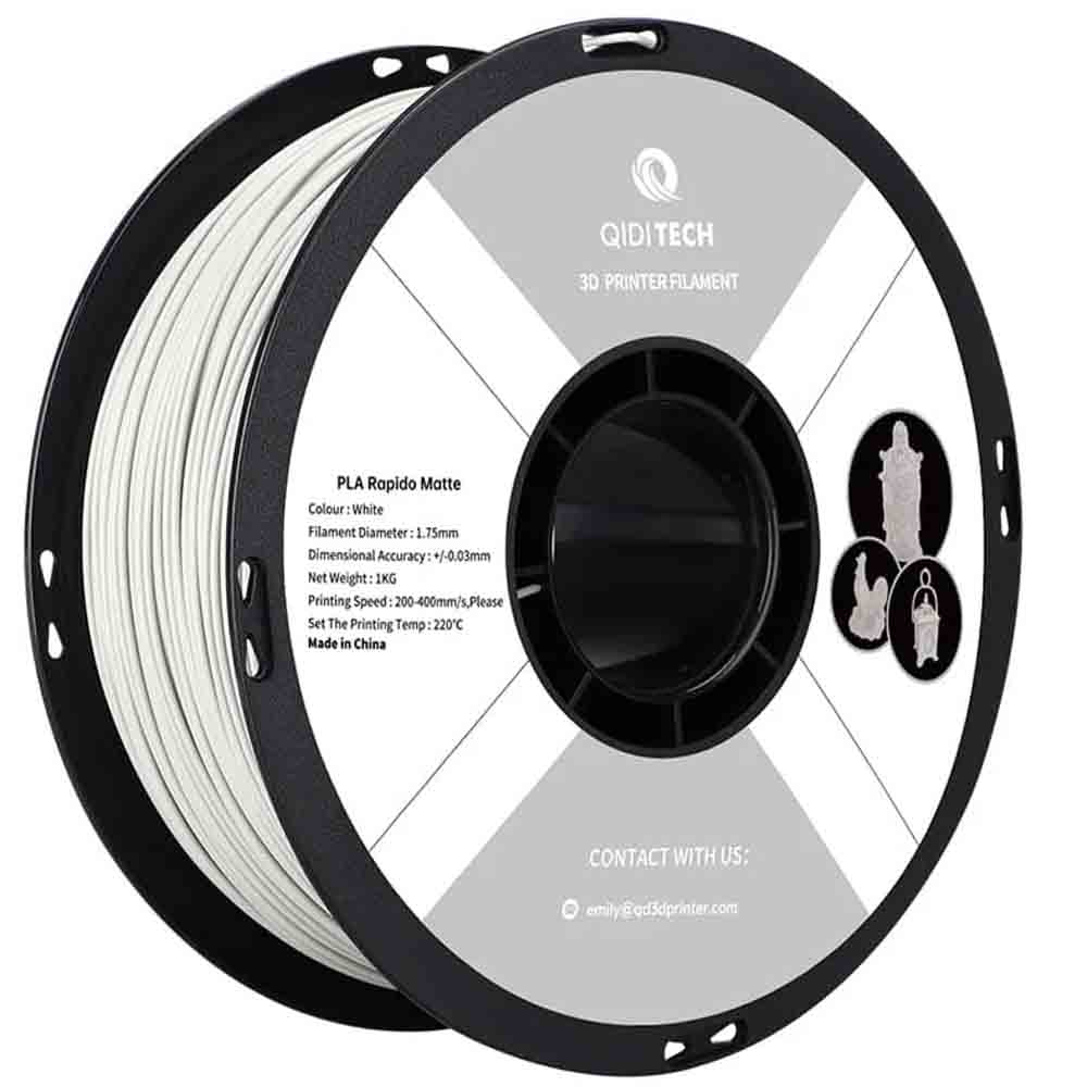 PLA Matte Rapido пластик Qidi Tech White Белый 1,75 мм (1 кг)