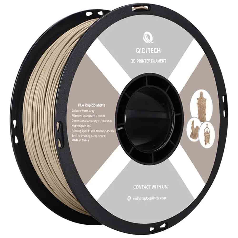 PLA Matte Rapido пластик Qidi Warm Gray (Тёплый Серый)  1,75 мм (1 кг)