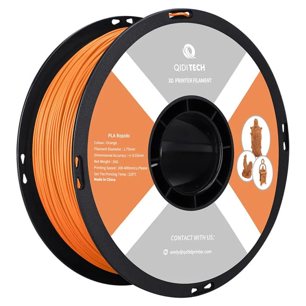 PLA Rapido пластик Qidi Tech Orange Оранжевый 1,75 мм (1 кг)