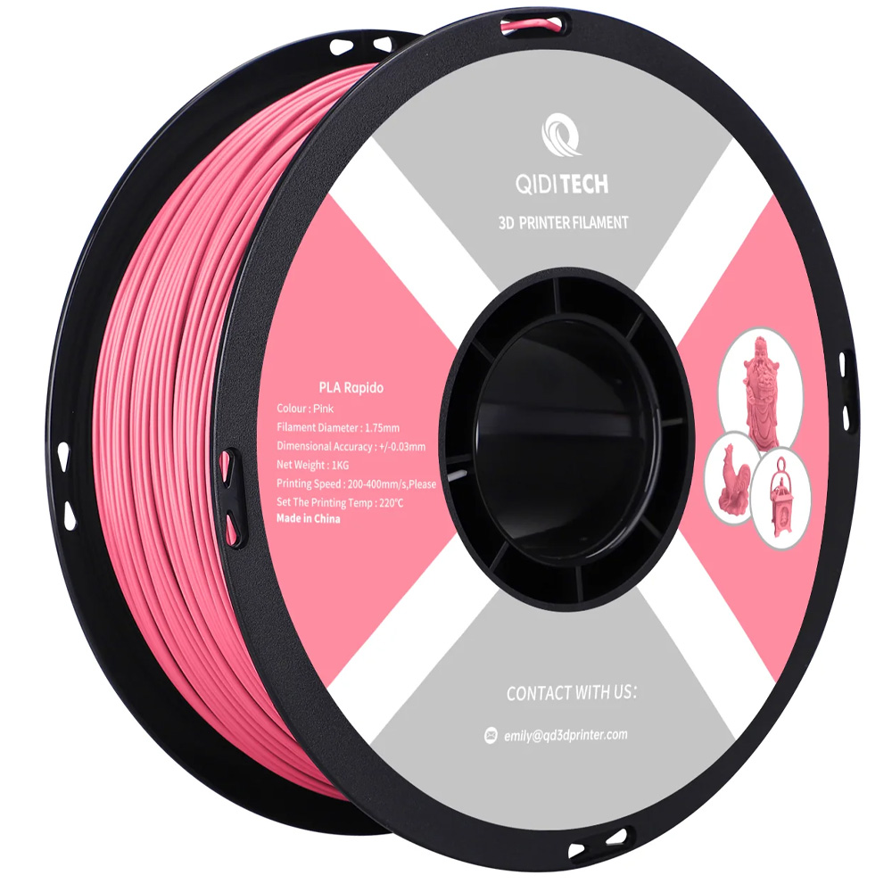 PLA Rapido пластик Qidi Tech Pink Розовый 1,75 мм (1 кг) 