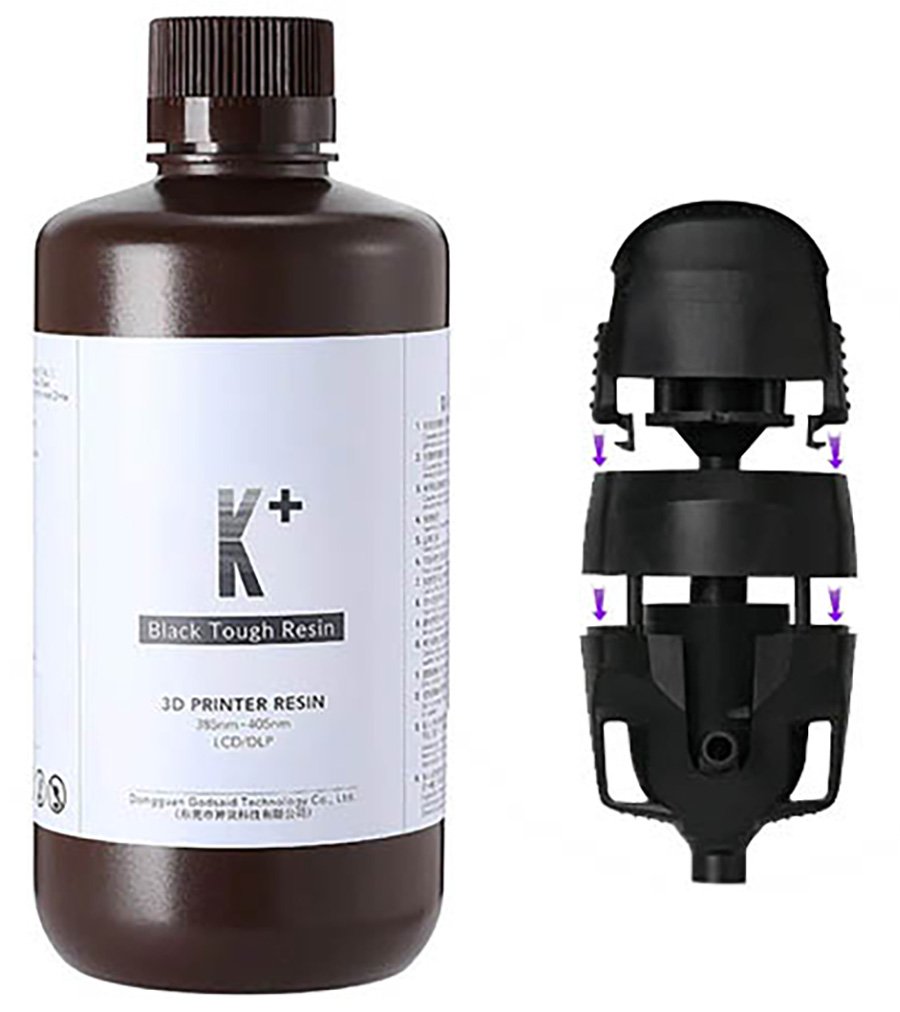 Фотополимерная смола Resione K Plus Black Tough (1кг)