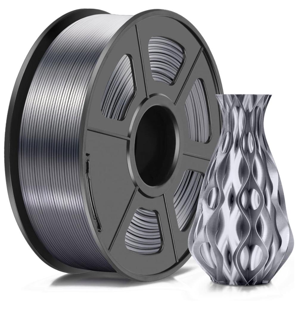 PLA Plus пластик Sunlu Silk Grey 1,75 мм (1кг)