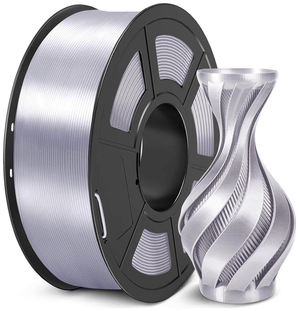 PLA Plus пластик Sunlu Silk Silver 1,75 мм (1кг)