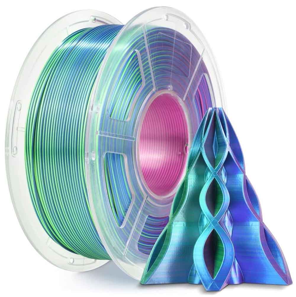 PLA пластик Sunlu Silk Tri-Color Blue Green Purple 1,75 мм (1кг)
