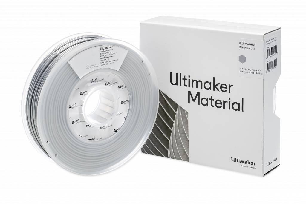 PLA пластик Ultimaker Silver Metallic Серебристый металлик 2,85 мм (750 гр)